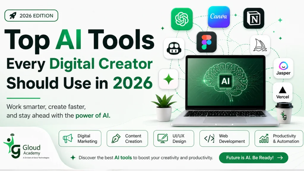 The Best Creative Tools Every Creator Should Use featuring a modern creative workspace with a laptop, design software, content creation tools, digital resources, and productivity apps helping creators streamline workflows and bring ideas to life.
